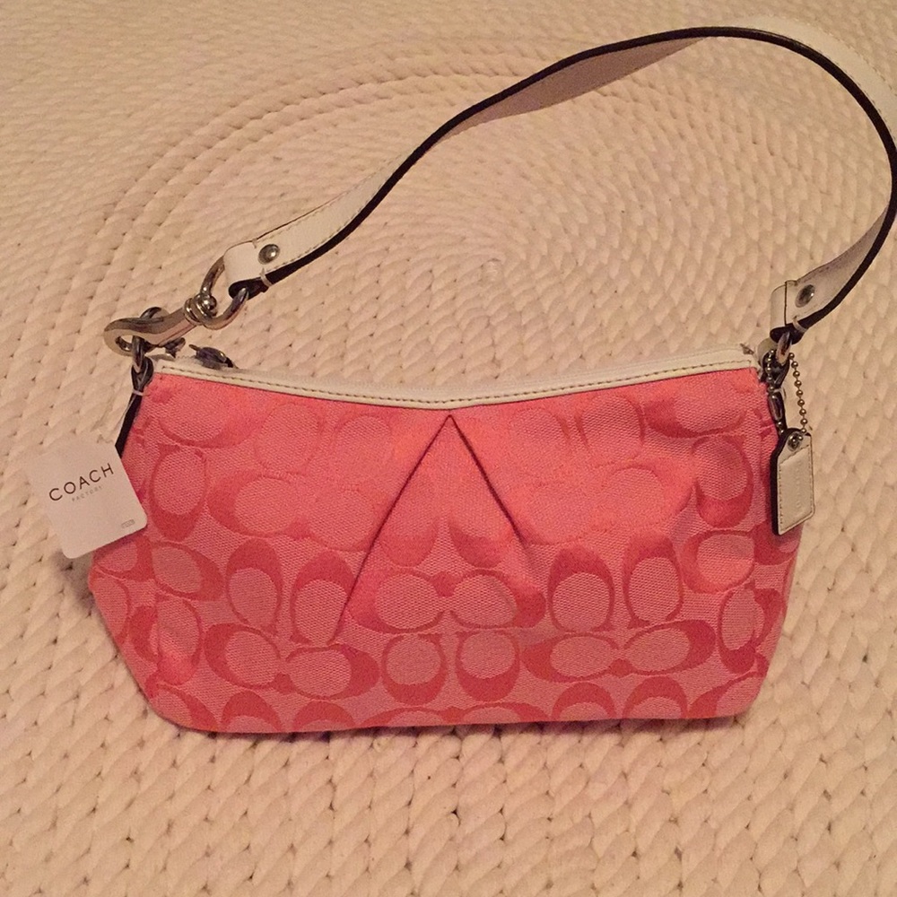 COACH PINK & WHITE SIGNATURE PURSE